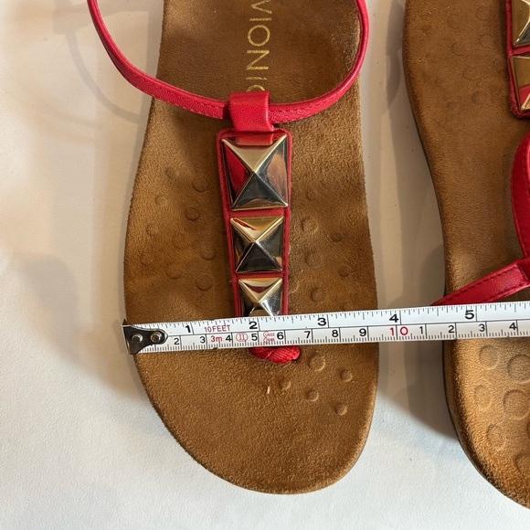 Vionic Sz 9 Studded Front Post Leather Sandals Buckle Closure Comfort Footbed - Picture 6 of 10